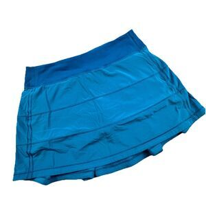 Lululemon Pace Rival Skirt Women 6 Tall Blue Lined Skort Mid Rise Stretch Skort